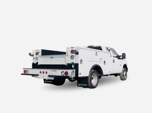 reading service body truck in white rear view