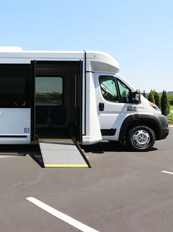 Handicap accessible vehicles in Pittsburgh white wheelchair accessible bus